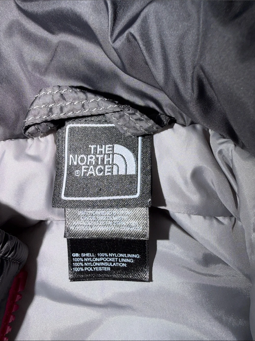 Girls Size XL The North Face Gray Insulated Jacket with Pink Trim